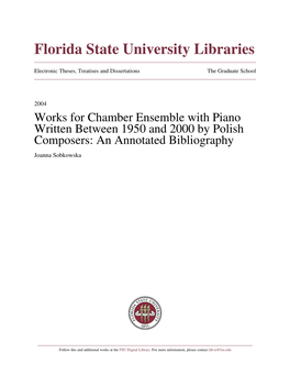 Works with Chamber Ensemble with Piano Written Between 1950 And