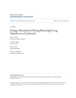 Energy Absorption During Running by Leg Muscles in a Cockroach Robert J