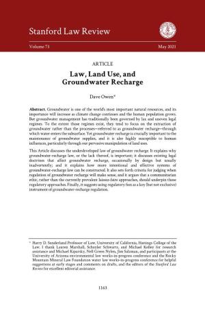 Law, Land Use, and Groundwater Recharge