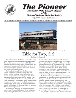 The Pioneer Newsletter of the Chicago Chapter of the National Railway Historical Society Fall, 2008 Volume 22, Number 2