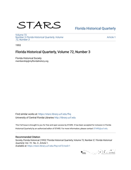 Florida Historical Quarterly, Volume 72, Number 3