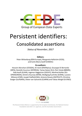 Persistent Identifiers: Consolidated Assertions Status of November, 2017