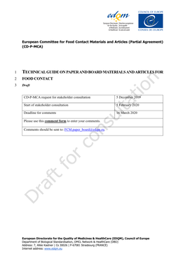 Technical Guide on Paper and Board Materials and Articles for Food Contact – DRAFT