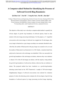 A Computer-Aided Method for Identifying the Presence of Softwood Growth Ring Boundaries