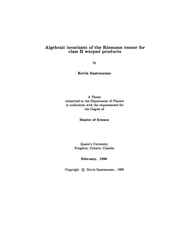 Algebraic Invariants of the Riemann Tensor for Class B Warped Products