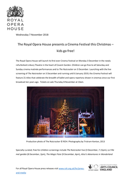 The Royal Opera House Presents a Cinema Festival This Christmas – Kids Go Free!