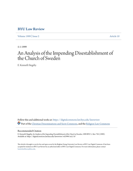 An Analysis of the Impending Disestablishment of the Church of Sweden E