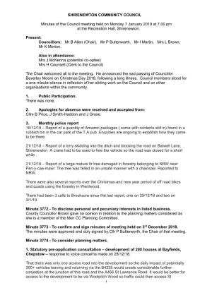 SHIRENEWTON COMMUNITY COUNCIL Minutes of the Council