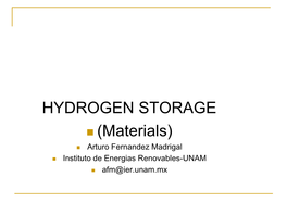 Hydrogen Storage Overview