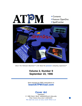 Volume 2, Number 9 September 23, 1996 Iwantatpm@Aol.Com Cover