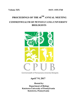 PROCEEDINGS of the 48 ANNUAL MEETING BIOLOGISTS April 7-9