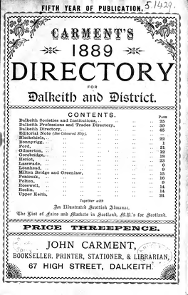 Carment's ... Directory for Dalkeith and District