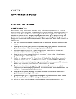 CHAPTER 21 Environmental Policy
