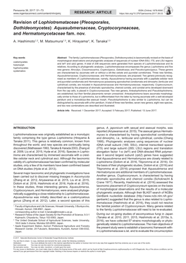 Pleosporales, Dothideomycetes): Aquasubmersaceae, Cryptocoryneaceae, and Hermatomycetaceae Fam