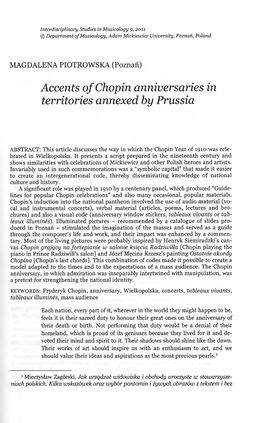 Accents of Chopin Anniversaries in Territories Annexed by Prussia