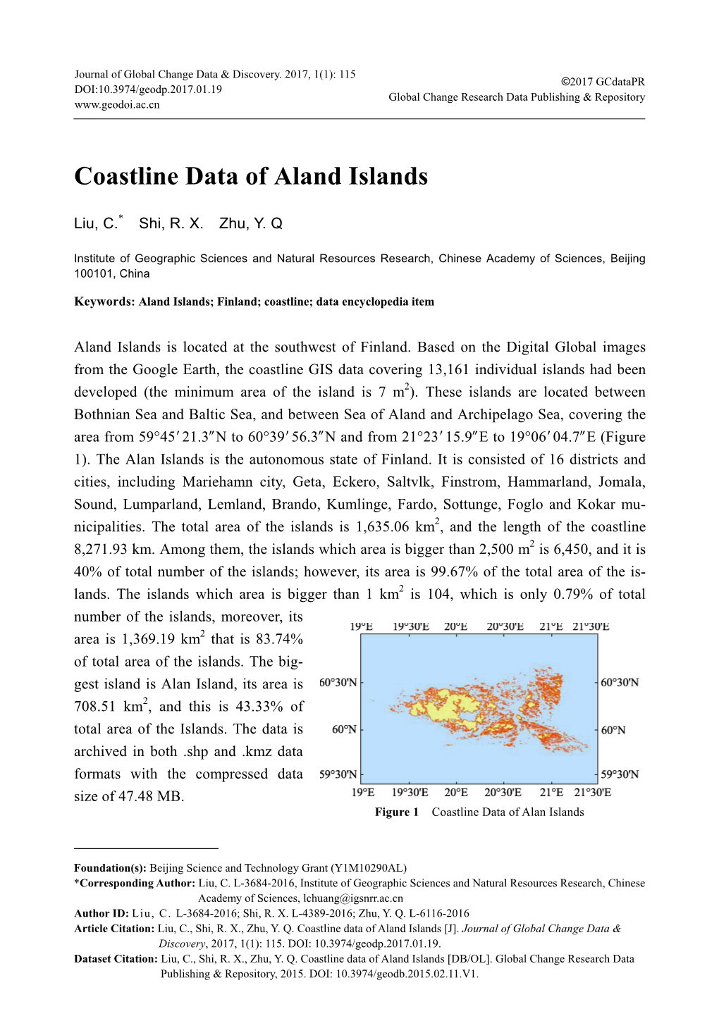 Coastline Data of Aland Islands