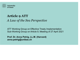 Article 9 ATT a Law of the Sea Perspective