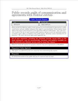 Public Records Audit of Communication and Agreements with Federal Entities