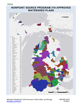 Nonpoint Source Program 319 Approved Watershed Plans