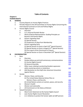 Table of Contents Chapter 6 HUMAN RIGHTS 142 A