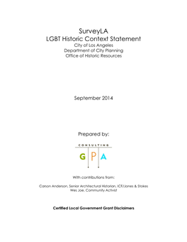 Surveyla LGBT Historic Context Statement, City of Los Angeles