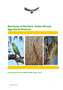 Bird Fauna of Flat Rock, Porters Hill and Egg Islands Reserves