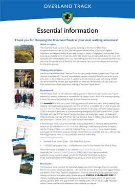 Essential Information About the Overland Track