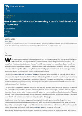 Confronting Assad's Anti-Semitism in Germany | the Washington Institute