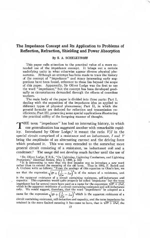 BSTJ 17: 1. January 1938: the Impedance Concept and Its