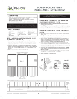 Screen Porch System Installation Instructions