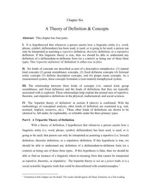 A Theory of Definition & Concepts