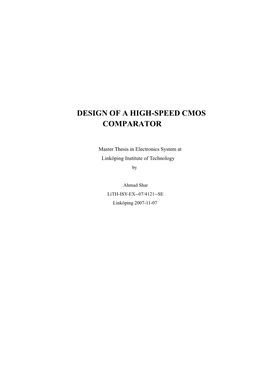 Design of a High-Speed Cmos Comparator