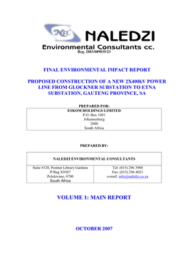Final Environmental Impact Report Volume 1