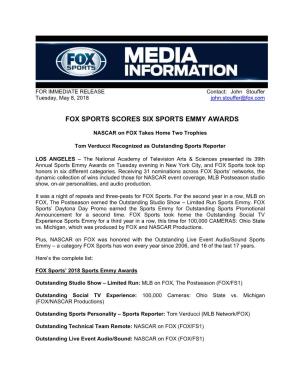 Fox Sports Scores Six Sports Emmy Awards
