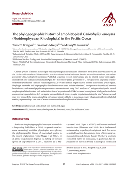 The Phylogeographic History of Amphitropical Callophyllis Variegata (Florideophyceae, Rhodophyta) in the Pacific Ocean