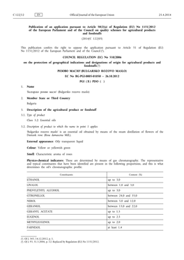 EU) No 1151/2012 of the European Parliament and of the Council on Quality Schemes for Agricultural Products and Foodstuffs (2014/C 122/05