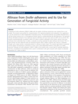 Alliinase from Ensifer Adhaerens and Its Use for Generation of Fungicidal