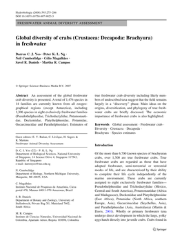 Global Diversity of Crabs (Crustacea: Decapoda: Brachyura) in Freshwater