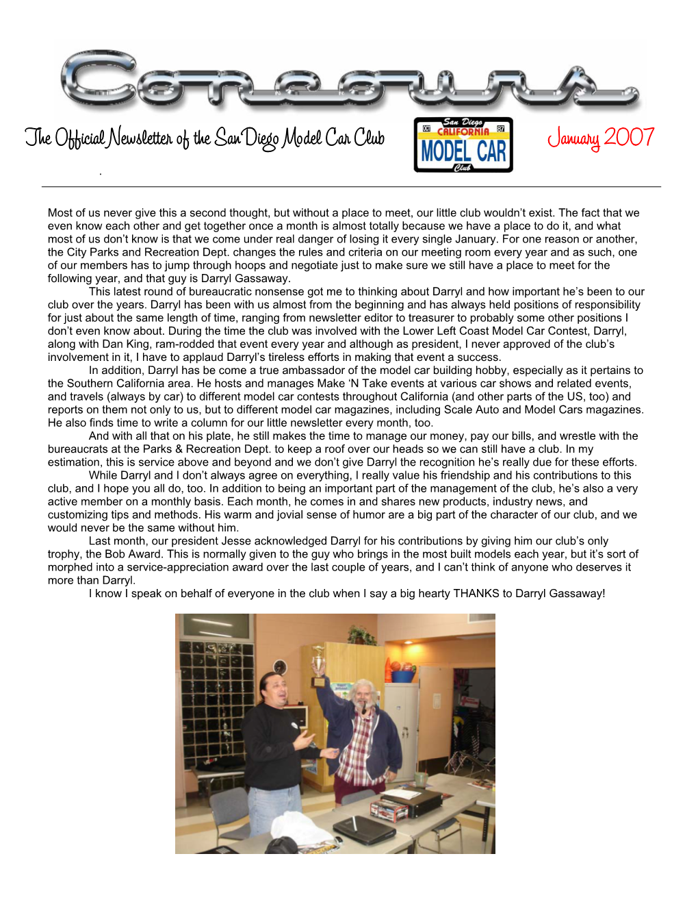 The Official Newsletter of the San Diego Model Car Club January 2007