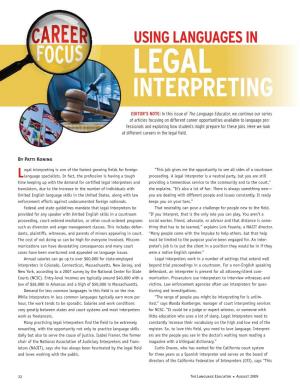 Using Languages in Legal Interpreting