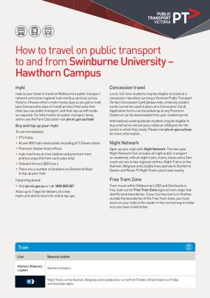 How to Travel on Public Transport to and from Swinburne University