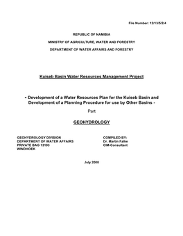 Kuiseb Basin Water Resources Management Project
