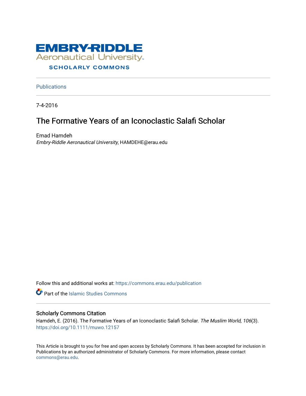 The Formative Years of an Iconoclastic Salafi Scholar