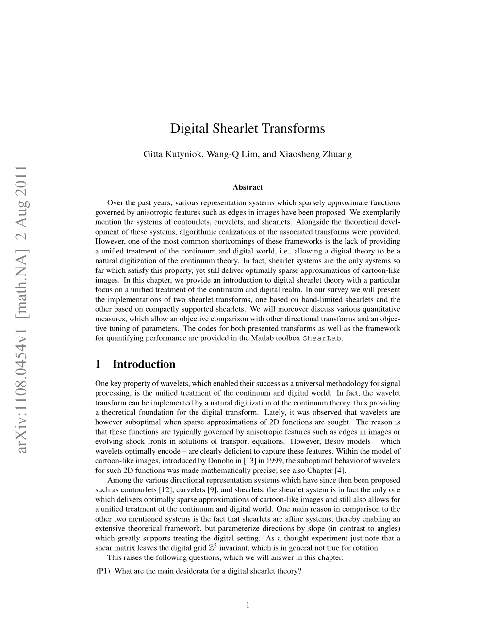 Digital Shearlet Transforms