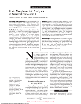 Brain Morphometric Analysis in Neurofibromatosis 1