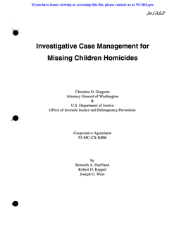 Investigative Case Management for Missing Children Homicides