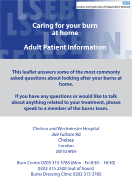Caring for Your Burn at Home Adult Patient Information