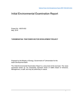 Initial Environmental Examination Report