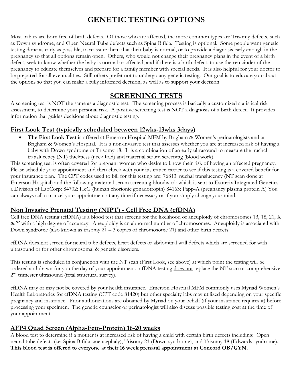 Genetic Testing Options