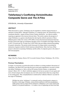 Telefantasy's Conflicting Verisimilitudes: Composite Genre and the X-Files